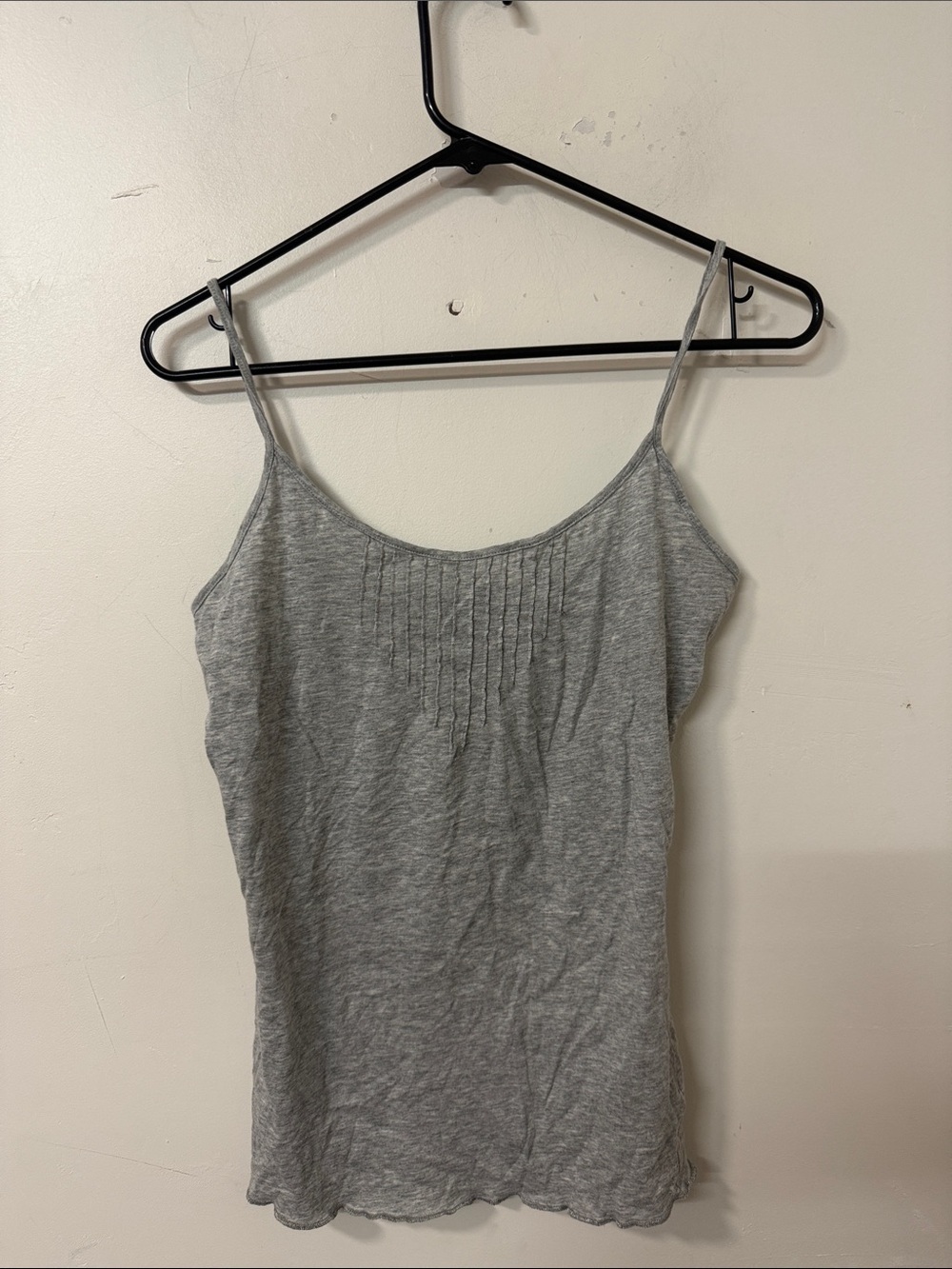 Express Gray Spaghetti Strap Camisole with Pintuck Front